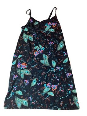 Peacock Feather Print Cami Dress | Boho Spaghetti Strap Tunic Size Small